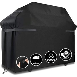 LCGOD Barbecue Cover Weatherproof, 210D Oxford Fabric Grill Cover with Velcro Fastening, Waterproof, Dustproof, Breathable, Tear-Resistant Gas Grill Cover, Universal (117 x 66 x 117 cm)