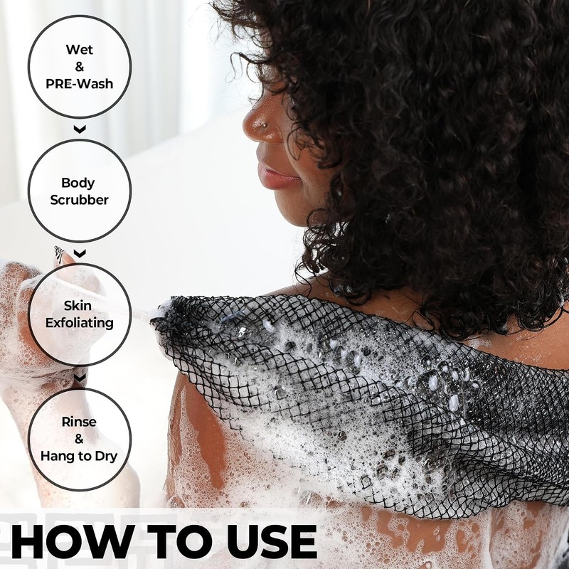 Esponja de red africana AFN-BlackSeawave para exfoliación corporal profunda y