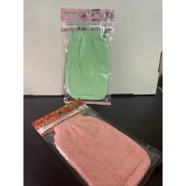 Spa April Bath & Shower Citrus & Coconut Infused Exfoliating Mitts 2 Pk New