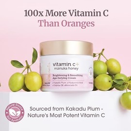 Vitamin C Face & Eye Cream - 2oz Revitalizing Natural Anti Aging Moisturizer With Kakadu Plum, Jojoba Oil, Avocado Oil, & Vitamin E for Dry Skin, Wrin