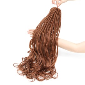 Aguacor Loose Wave Dreadlocks Synthetic French Curly Double Ended Dreadlock Extensions 24inches 30 Strands Thin Soft Dark Brown Spanish Curly DE Dreadlock Extensions for Women (30 Strands, 30#)