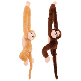 2Pcs Monkey Stuffed Animals, Hanging Plush Monkey Doll Cartoon Animal Plush Toys Home Decor Toys (Dark + Light Brown)