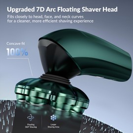 HiBig Head Shavers for Bald Men - 7D Arc Magnetic Detachable Electric Razor, Waterproof Wet Dry 5-in-1 Electric Shaving & Grooming Kit, LED Display Rechargeable Head & Body Hair Shaver, Dark Green
