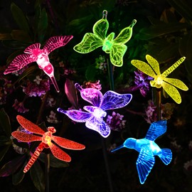 SOLPEX Solar Garden Lights, 6 Pack Solar Butterfly Lights Outdoor Decorations, Multi-Color Changing LED Solar Light Stakes, Solar Yard Lights for Garden, Patio & Lawn, Solar Bird Lights