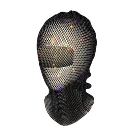 Dickly Masquerade Mask Full Face Veil for Themed Party Night Club Stage Performance, Black