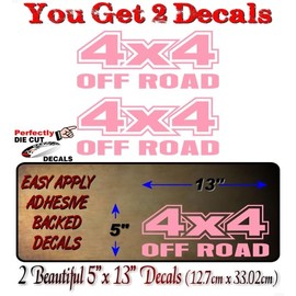 2-4x4 Offroad Solid Pink Design 13" Vinyl Decals Truck Box Stickers (2 Decal Set - Solid Pink)