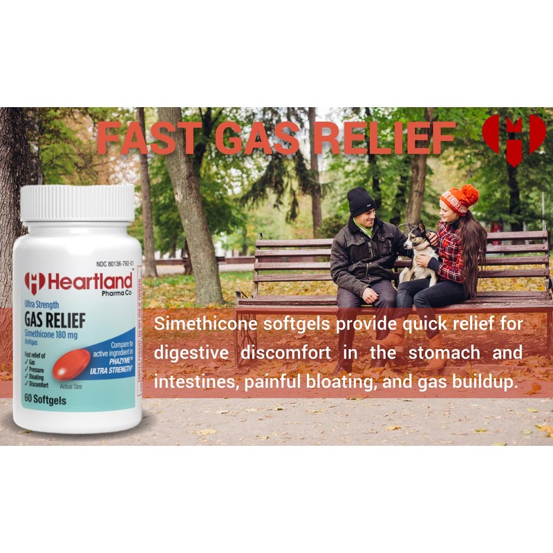 Heartland Pharma Gas Relief Simethicone 180mg Softgels - Ultra Strength