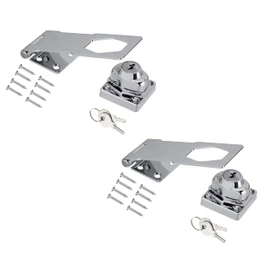 TERF® Heavy Duty Polished Chrome Key Operated Locking Hasp and Staple 115mm (4.52 inch) Key Locking Padlock including Fixing For Sheds Garden Gate Garage Furniture Cupboard Window - Pack of 2
