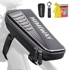 Himiway Bike Top Tube Bag EVA Hard Shell Bike Frame Bag IP65 Waterproof Bike Rack Bag Carbon Pattern PU Bicycle Top Tube with Logo Reflective Bike Bag Frame Large Capacity Fit Most Bike Frame