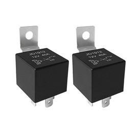Aiqeer Pack of 2 4-Pin Car Relay, 12 V 40 A SPST Car Relay (Black)