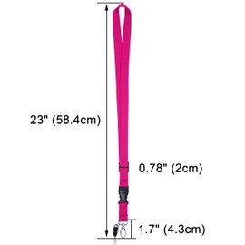 Wisdompro Office Lanyard, 5pcs 23 inch Polyester Neck Strap with Oval Clasp and Detachable Buckle for ID Badges, Keys, Keychains, Phones, Camera, USB - Hot Pink