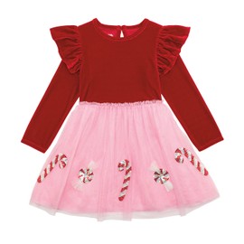 Mud Pie Baby Girls Kids Christmas Candy Cane Tutu Dress Red