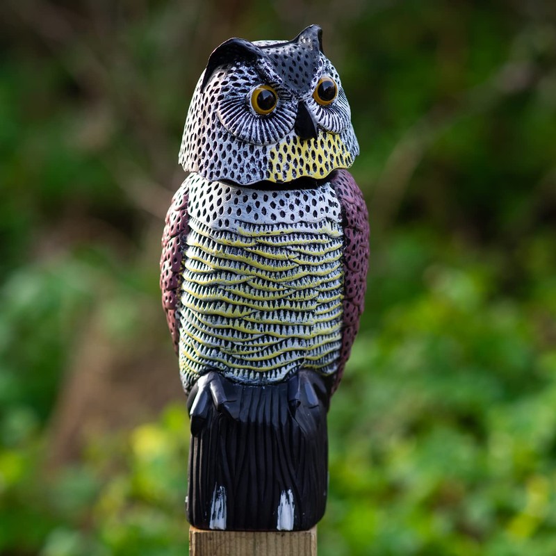 Woodside Large Realistic Owl Decoy With Rotating Head Bird/Pigeon/Crow Scarer