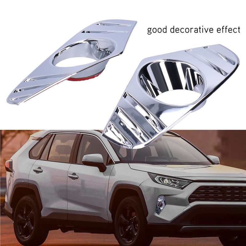 Pair Chrome Front Fog Light Cover Lamp Trims Paste Mounting