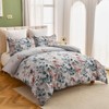 DJY Light Blue Duvet Cover Double Floral Bedding Set, Reversible