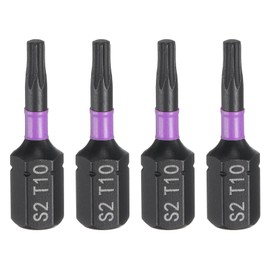 sourcing map 4pcs T10 Torx Screwdriver Bit 1/4" Hex Shank 25mm/1" Length Magnetic Star 6 Point Head Hex Bits S2 Steel Screw Driver Bit Industrial Grade Electric Drill Bits
