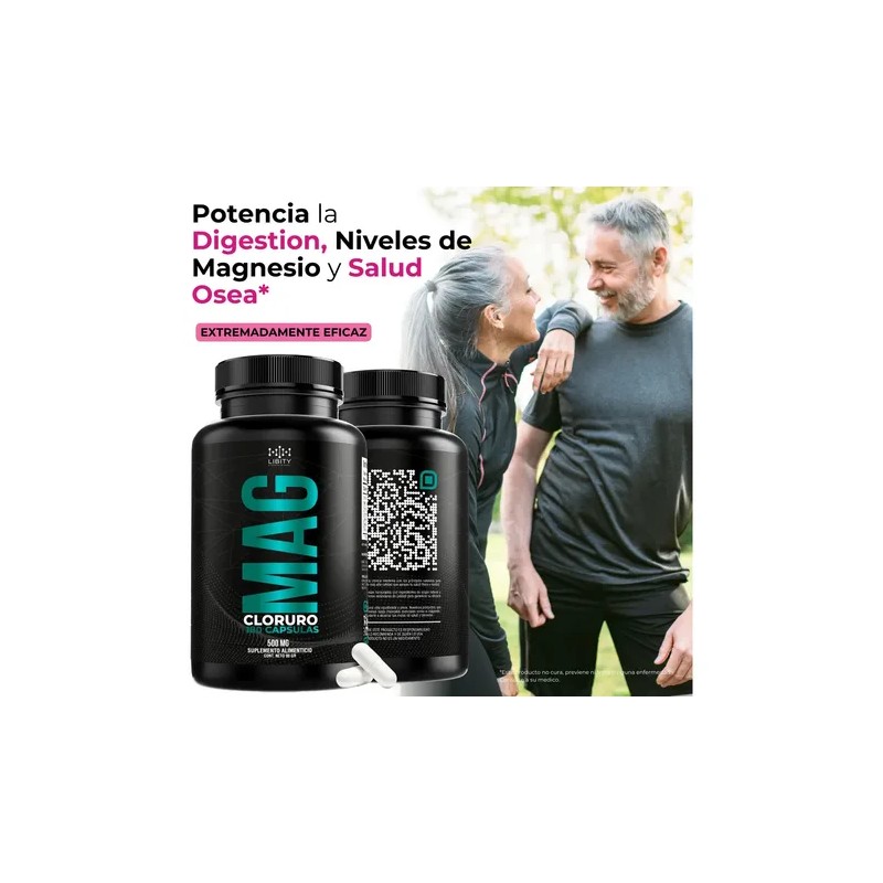 Cloruro Magnesio 100 Puro 180 Capsulas 500mg Potente Formulacion Grado