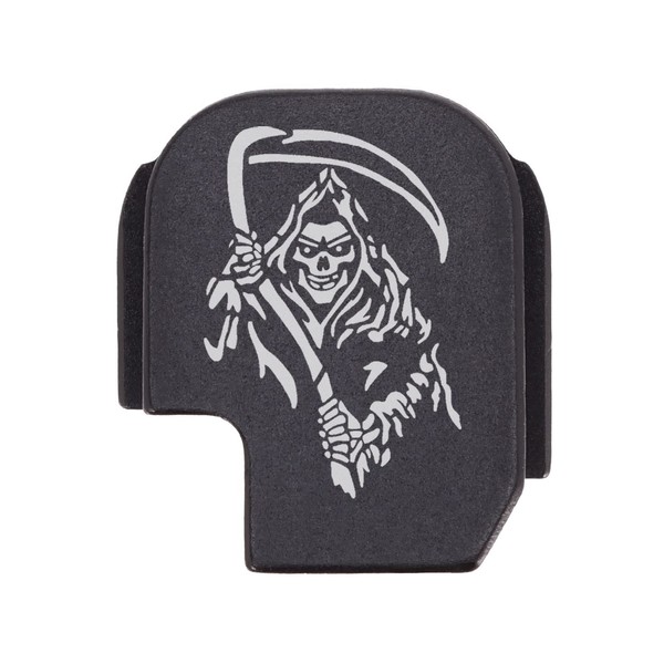 NDZ Performance Rear Slide Cover Plate for Sig P365 P365X P365 XL P365 X Macro 9mm .380 Laser Engraved Aluminum in Black - Grim Reaper 2