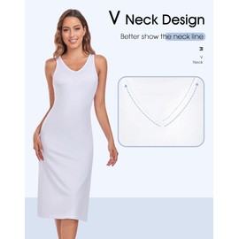 MOSCOAL Women's Full Slips Under Dress Slips Tank Top Slip Dress Wide Straps Underdress White Medium