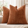 Chenille Throw Pillow Covers 18x18 Inch Orange, Set of 2