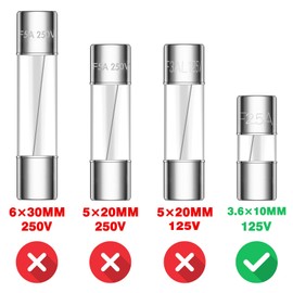 VEXUNGA 2.5A 125V Glass Fan Fuse Christmas Light Fuse 3.6x10 MM 2.5 Amp 125 Volt 0.14x0.39 Inch Fast-Blow Mini Fuses 2.5AMP 125Volt F2.5AL125V Fusible for Fan Plug (Pack of 50 Pcs)