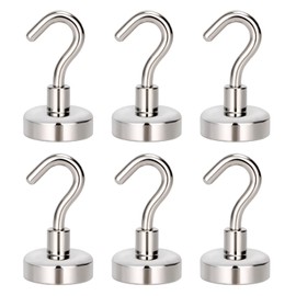 HRLORK 6 Pcs Magnetic Hooks Strong Magnetic Hooks for Cruise Heavy Duty Neodymium Magnet Hooks Magnets with Hooks for Home and Workplace Hanging Tool, Toolbox, Grill