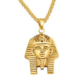 dsanbo Stainless Steel Men's Necklace Pendant Tutankhamun Egypt Pharaoh Retro Jewellery Men's Chain Colour Gold, Stainless Steel, tutankhamun