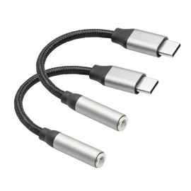 USB C to 3.5mm Headphone Jack Adapter Cable 2inch, USB Type C Male to 1/8'' 3.5mm Female Aux Audio Dongle Cable Cord, for USB Type C Port Cell Phone Not Have a 3.5mm Audio Output Device(Gray)