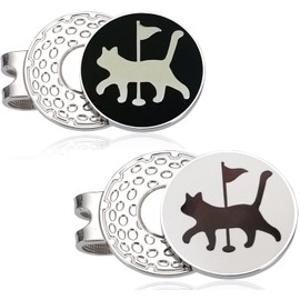 ADHERE Golf Ball Markers Unique Double Side Enamel Logo with A Magnetic Hat Clips (White+Black)