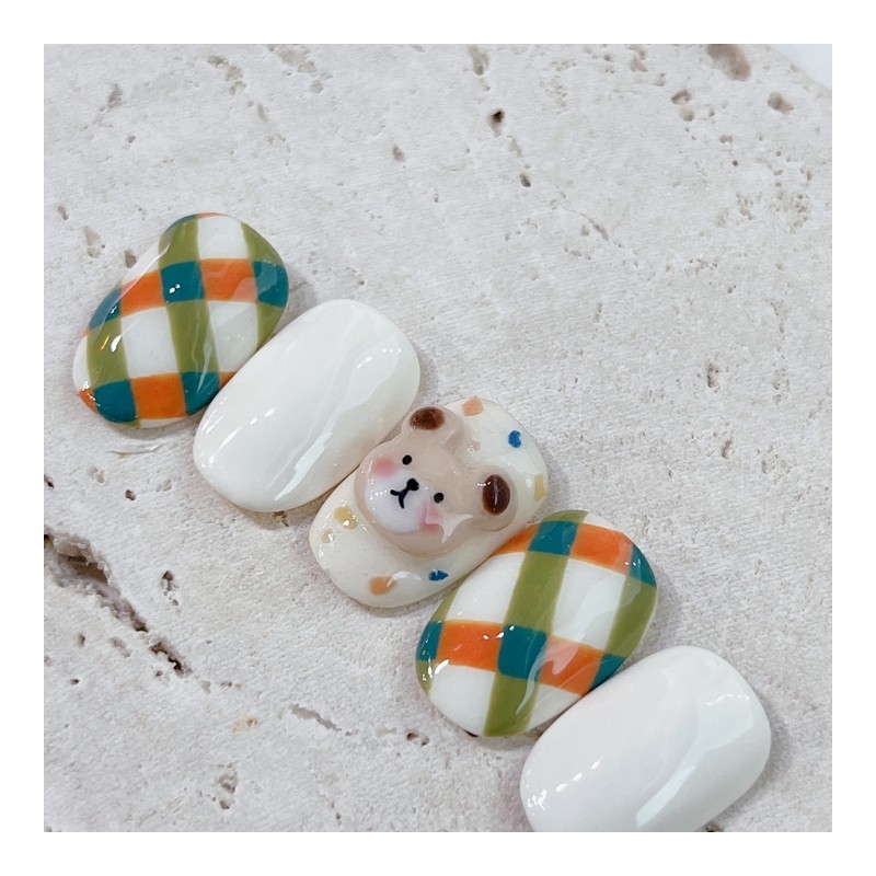 Cozy check bear - Oval / 포근체크곰뚱 - 오벌