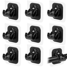 8 Stück Selbstklebende Gardinenstangenhalterung, Gardinenstange ohne Bohren, Selbstklebende Haken,Nagelfreie Verstellbare Stangenhalter,für Wohnzimmer, Schlafzimmer, Bad, Hotel (Schwarz)