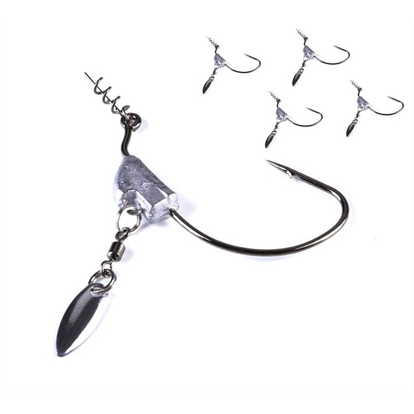 Toasis Fishing Underspins Weighted Swimbait Hooks with Twist Lock Assorted Sizes Pack of 5 (5/0-1/3_Oz)