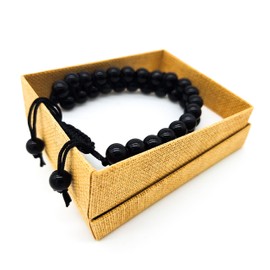 Handmade Black Obsidian Gemstone Double Layer Bracelet 8mm Beads Variable Clasp Women Men Spirituality India Healing