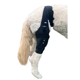 Labra Dog Canine Knee Stifle Brace Wrap, Metal Splint Hinged Flexible Support Brace for K9 ACL, CCL, Luxating Patella, Cruciate Ligament Sprains in Back, Rear, Hind Leg (2XL)