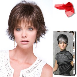 Coco Wig Color Creamy Toffee - Rene of Paris Wigs Short Wispy Texture face Framing Synthetic Tousled Layers Bundle w/Comb, MaxWigs Hairloss Booklet