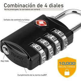 Cerraduras de Equipaje TSA - Candados de Acero Combinados de 4 Dígitos - Cerradura de Viaje Aprobada para Maletas y Equipaje