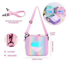 Bolsa isotérmica para niños, fiambrera reutilizable con correa ajustable para el hombro, bolsa nevera a prueba de fugas Bolsa de almuerzo congelable para picnic en la escuela Viajes a la playa (Rosa)