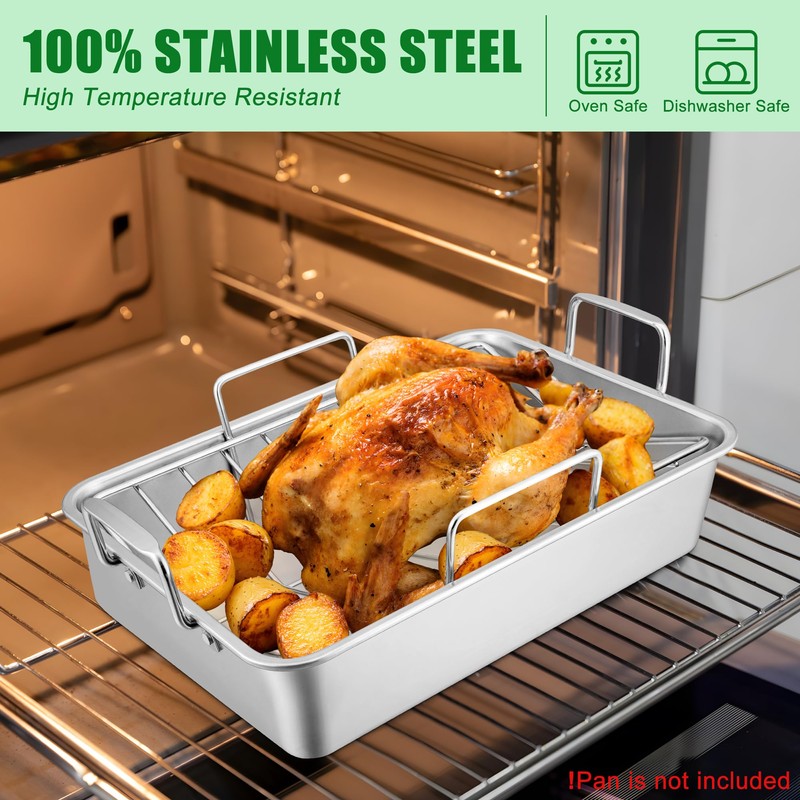 E-far Turkey Roasting Rack, Stainless Steel Rib Rack for Roasting,