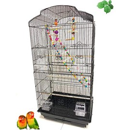 Mcage Large Portable Flight Bird Hanging Travel Cage with Toys and Ladder for Small Parrots Quaker Cockatiels Sun Parakeets Green Cheek Conures Aviary Finches Canary Budgies Lovebirds