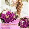 Acfruits Purple Glitter Roses Bouquet, 30 Pcs DIY Fake Flowers
