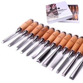 ATOPLEE 12pcs Wood Carving Tools for Woodworking,Professional Wood Chisel Set with Premium Case and Roll Up Bags for Carpenter Craftsman Gift in Most Wood Carving Project