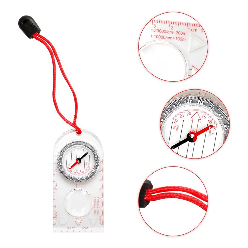 GLADFRESIT Compass Navigation Map Compass for Hiking Portable Waterproof Multifunctional