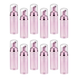 QUARKZMAN 60 ml Empty Foam Pump Bottle, Pack of 12 Travel Foam Soap Dispenser, Empty Refillable Plastic Pump Bottle for Eyelash Shampoo, Hand Soap, Clear Pink