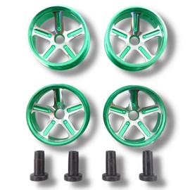 TAGATORON Medium Diameter Low Height 5 Spoke Aluminum Wheels Diameter 0.8 inches (20 mm) with Bushings Set of 4 (6. Green)