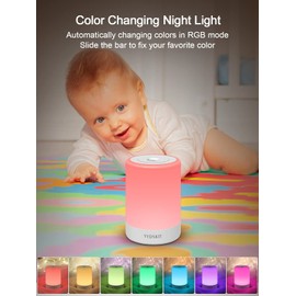 YYDSKIT Baby Night Light, Nursery Night Lamp for Breastfeeding, Portable Nightlight for Kids Toddlers Bedroom, Warm & Soft Bedside Lamp, Touch Control, Rechargeable, Lasting Up to 100Hours
