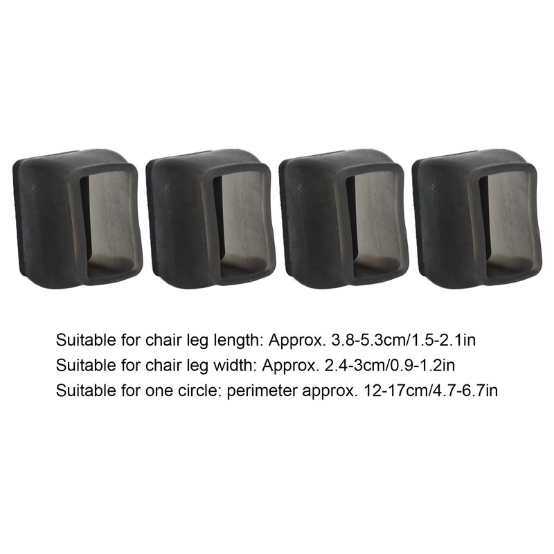 20 Pcs Chair Leg Floor Protector Rectangular Transparent Black Felt