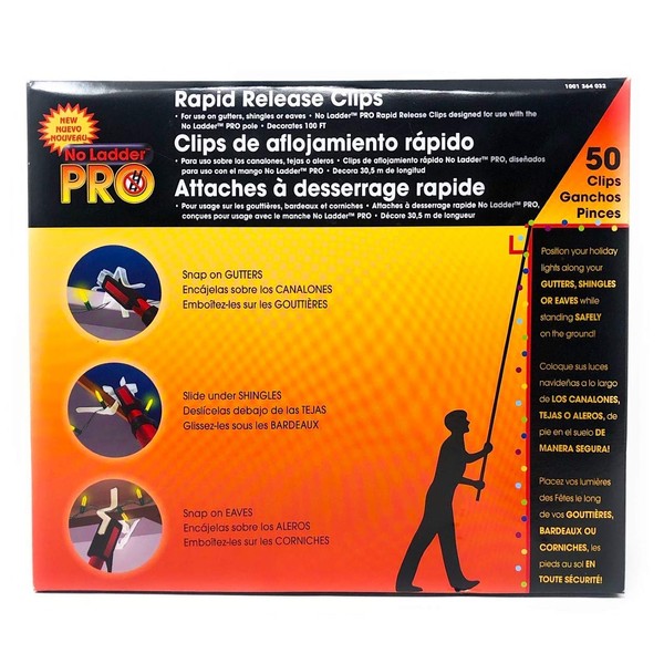 Pro No Ladder Rapid Release 50 Holiday Lights Gutter Clips Plastic