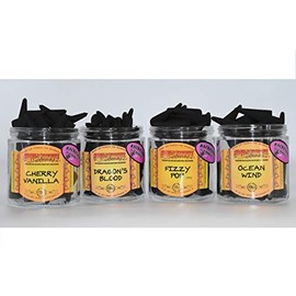 Nature's Enlightenment Sample Pack 8 pc Backflow Wildberry Incense Cone Pack - 2 of Each Scent: Ocean Wind, Fizzy Pop, Dragon's Blood, Cherry Vanilla