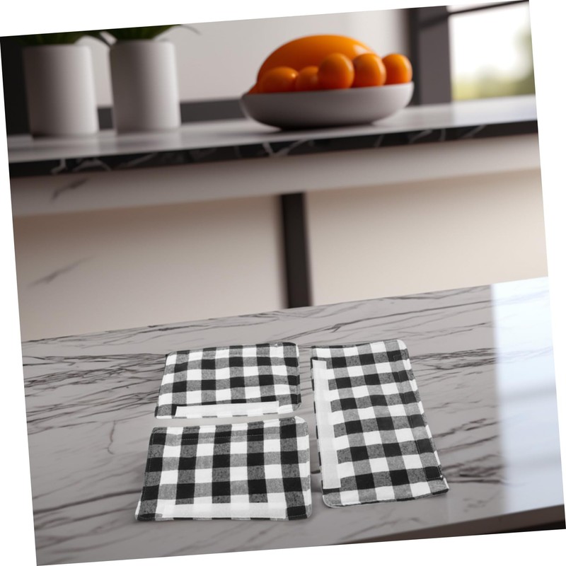TEHAUX 3pcs Black White Checkered Handle Covers for Refrigerators Ovens