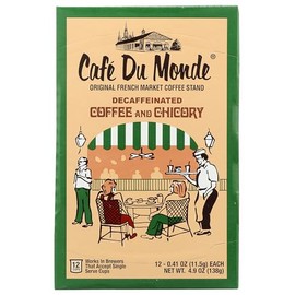 Cafe Du Monde Decaf Coffee and Chicory Single Serve Cups, Box of 12, .41 oz each